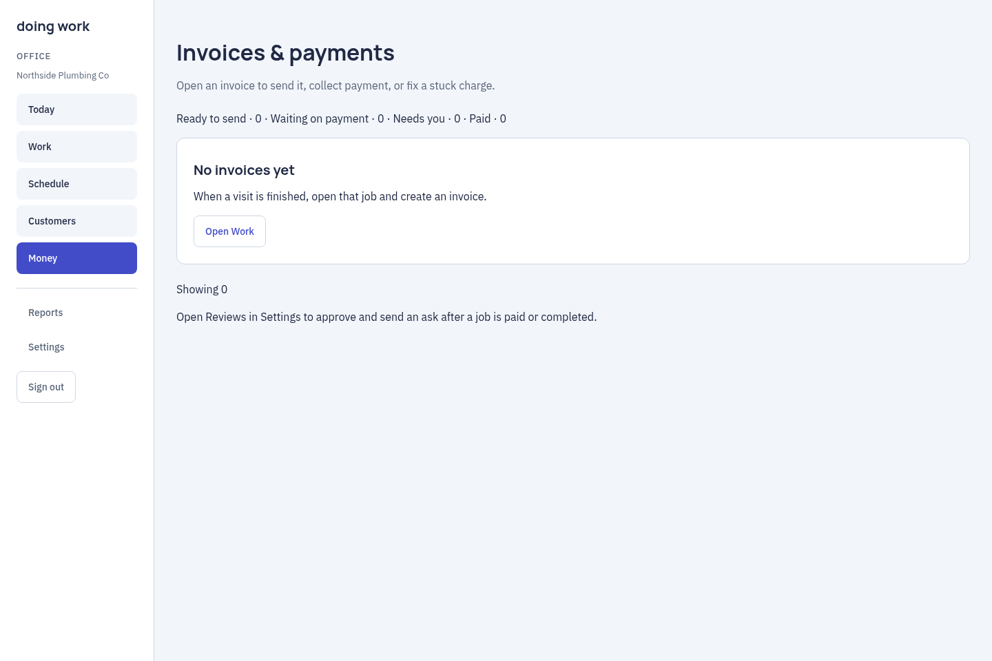 Invoices in Doing Work
